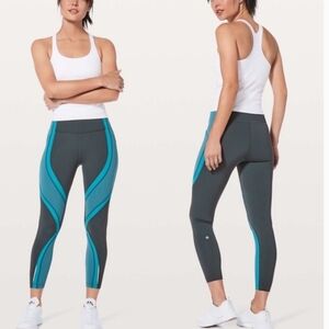 Lululemon Wild Twist 7/8 Tight Sz 4 *25" In Gravity / Pacific Teal/ Teal Blue